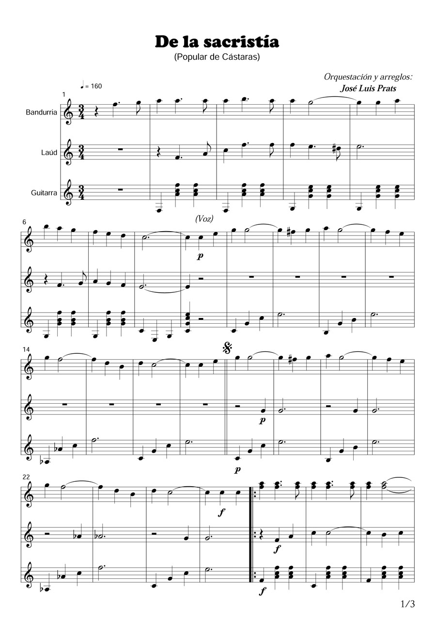 De la sacristía (villancico popular de Cástaras