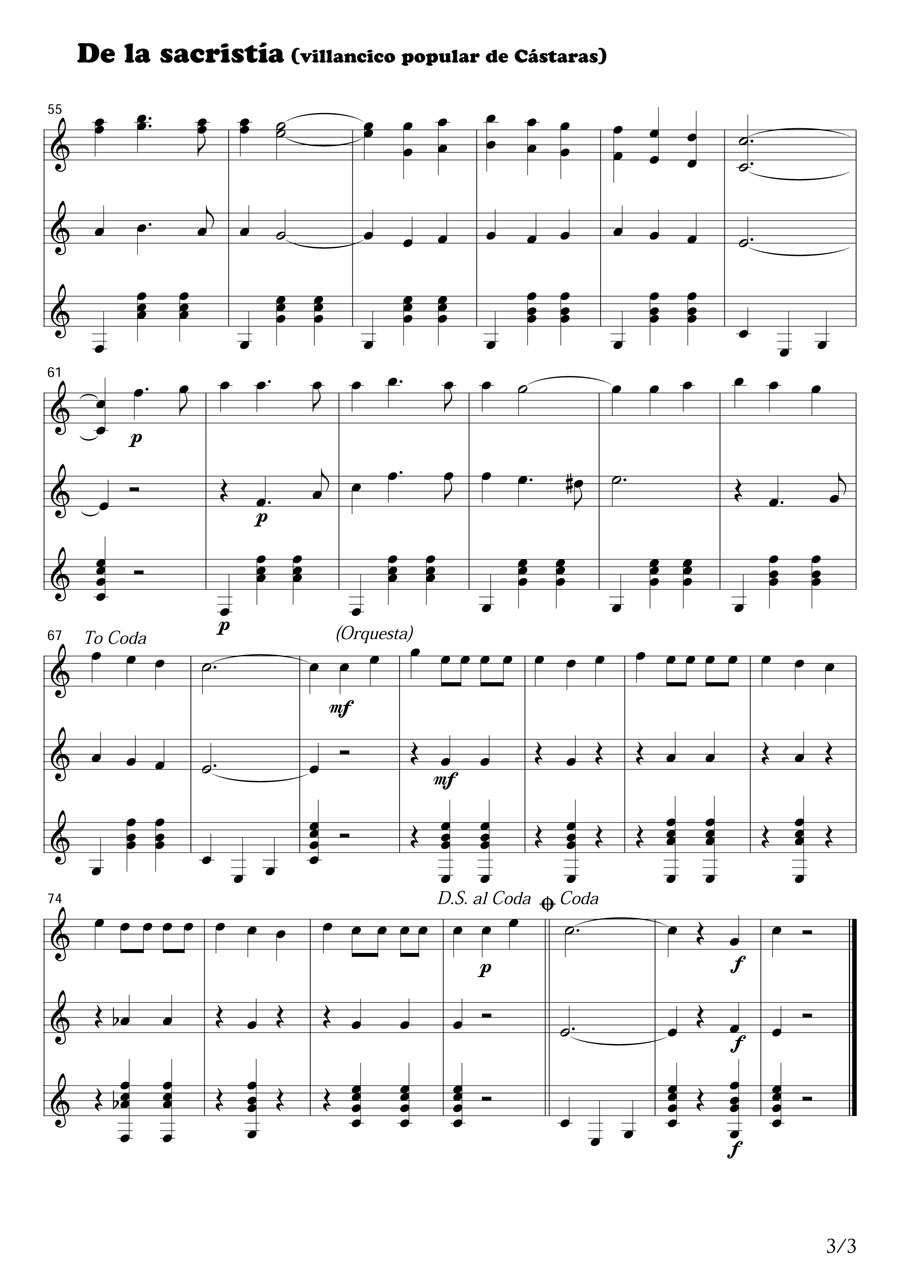 De la sacristía (villancico popular de Cástaras)